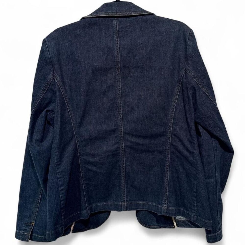 L.L. Bean Women's Size 16 Blue Cotton Denim Blazer Jacket - Picture 4 of 8